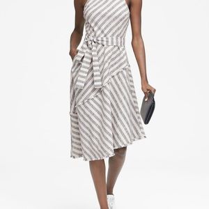 Banana Republic Asymmetrical Hem Striped Tweed Summer Dress